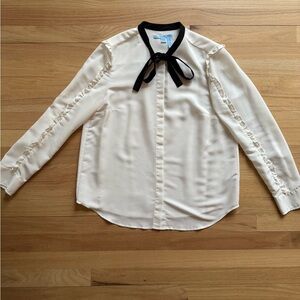 Draper James Elegant Cream Blouse with Black Accents - Size 10